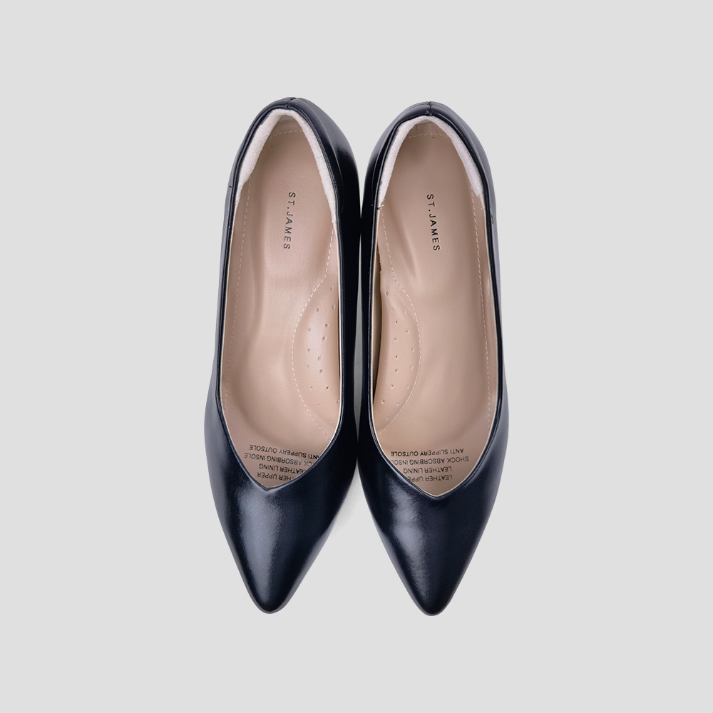 ST.JAMES รองเท้าหนังแท้/รองเท้าคัทชู หัวแหลม ส้น 6.5 CM รุ่น ROME สี BLACK | รองเท้า ผู้หญิง ราคา ถูกที่สุด ดีลบีเคเค แกลเลอรีภาพที่ 2