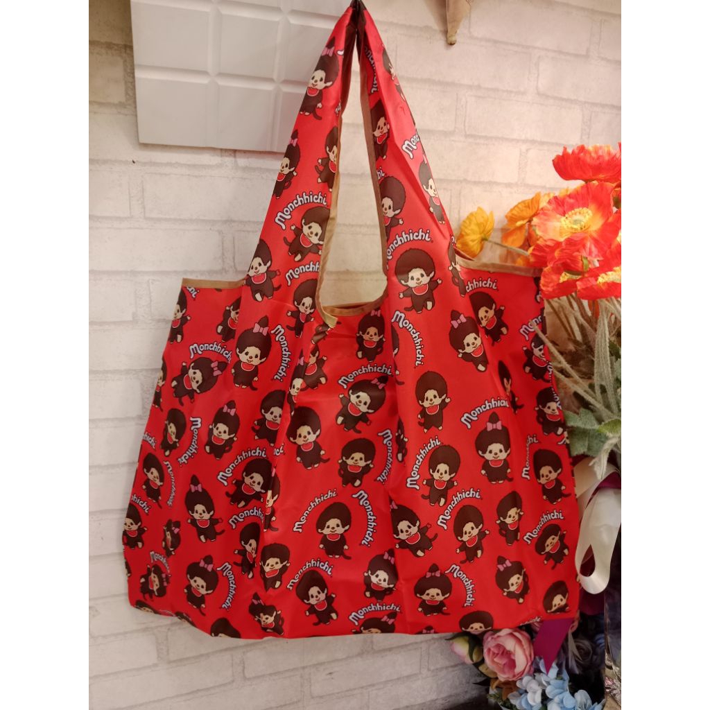 กระเป๋าผ้าแบบพับได้ ลดโลกร้อน งานผ้าบาง พิมพ์ลายชัด ราคาใบละ 69 บาท