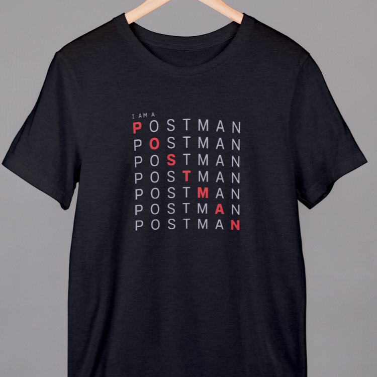 เสื้อยืดไปรษณีย์สีดำลายPost man ตัวเขียน