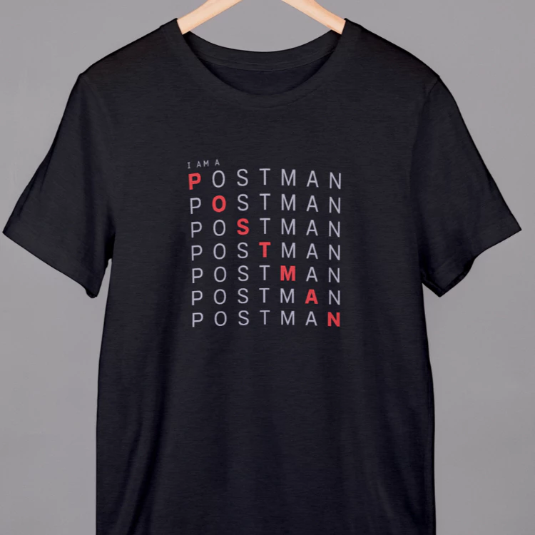 เสื้อยืดไปรษณีย์สีดำลาย crossword post man
