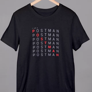 เสื้อยืดไปรษณีย์สีดำลาย crossword post man