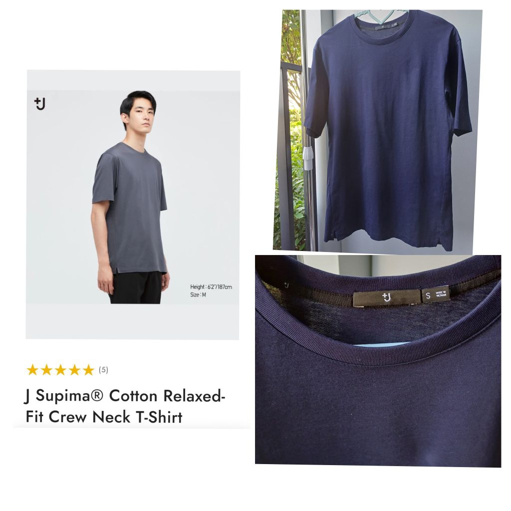 +J × Uniqlo Supima Cotton Relaxed Fit Crew Neck T-Shirt Men Sz S รอบอก 38-40นิ้ว ยาว 26นิ้ว