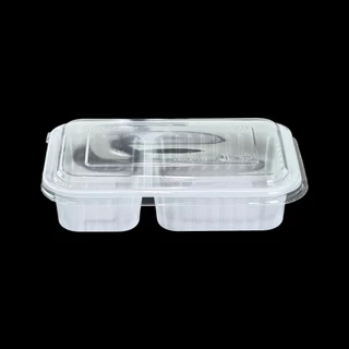 KU Pack กล่องพลาสติกใส่อาหาร 2 ช่อง รุ่น BOX20 ขนาด 650 ml. (25 ชิ้น/แพค)