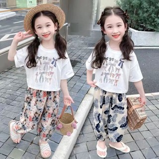 💥ส่งจากไทย💥ชุดเซ็ตเด็กผู้หญิง เสื้อ+กางเกงขายาว 3-11 ขวบ CK2…