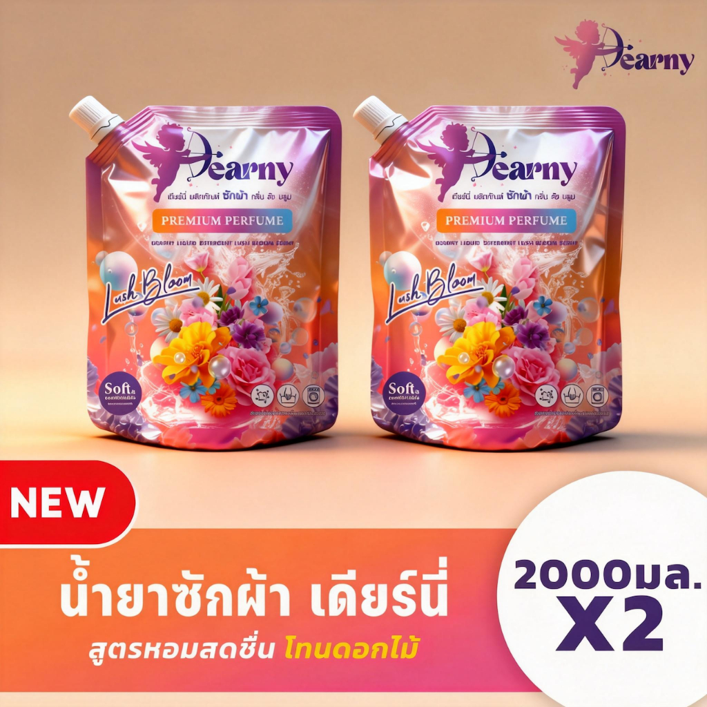 หม่! Dearny น้ำยาซักผ้า ขวดใหญ่ 2แกลลอน (4500 มล.x2) กลิ่น ลัชบลูม สูตรเข้มข้น อ่อนโยนต่อผิว