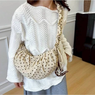 (มีส่งด่วน) ifashionbag(IF2448) พร้อมส่ง 5 สี กระเป๋าลายpolkadot ทรงเกี้ยว ปรับสายย่นสะพายข้าง สะพายไหล่
