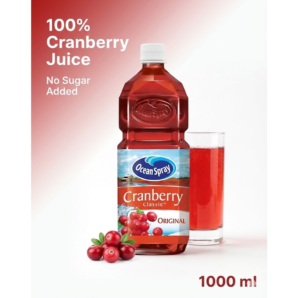 Ocean Spray น้ำแครนเบอร์รี่ 1000ml Cranberry Juice แท้ นำเข้าจากอเมริกา