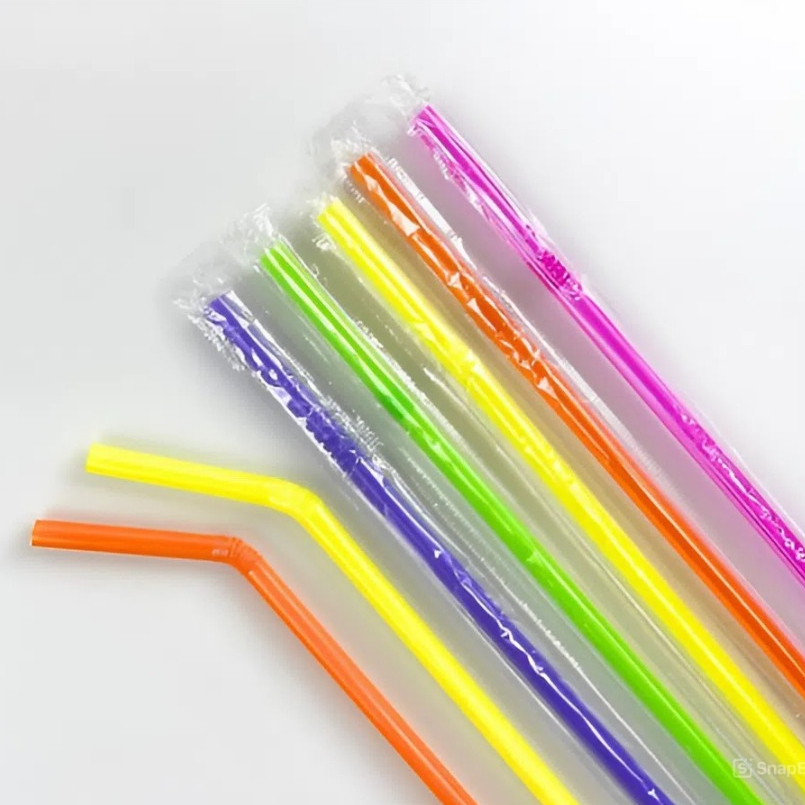 หลอดดูดงอได้ หุ้มพลาสติกทุกชิ้น (สีน้ำตาล/ดำ/คละสี) ขนาด8มิล ความยาว 24ซม. (ห่อละ250เส้น) แข็งแรง ไม่แตกง่าย