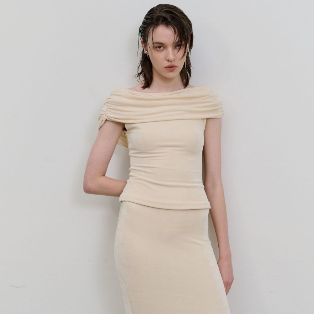 CHER'Z - RW2505 เสื้อเจอร์ซีย์จับเดรปไหล่