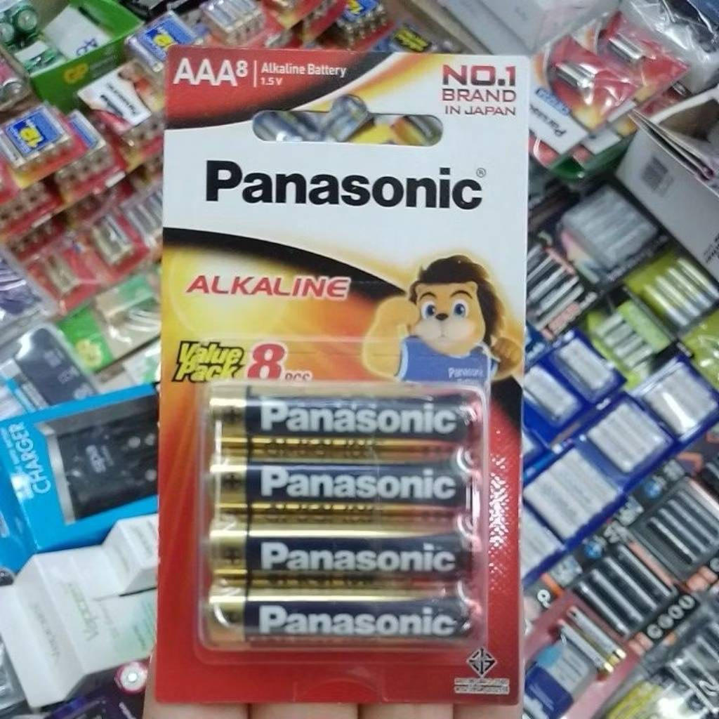 ถ่าน Panasonic Alkaline Size AAA 1.5V แพค 8ก้อน รุ่น LR03T/8B ของใหม่ ของแท้