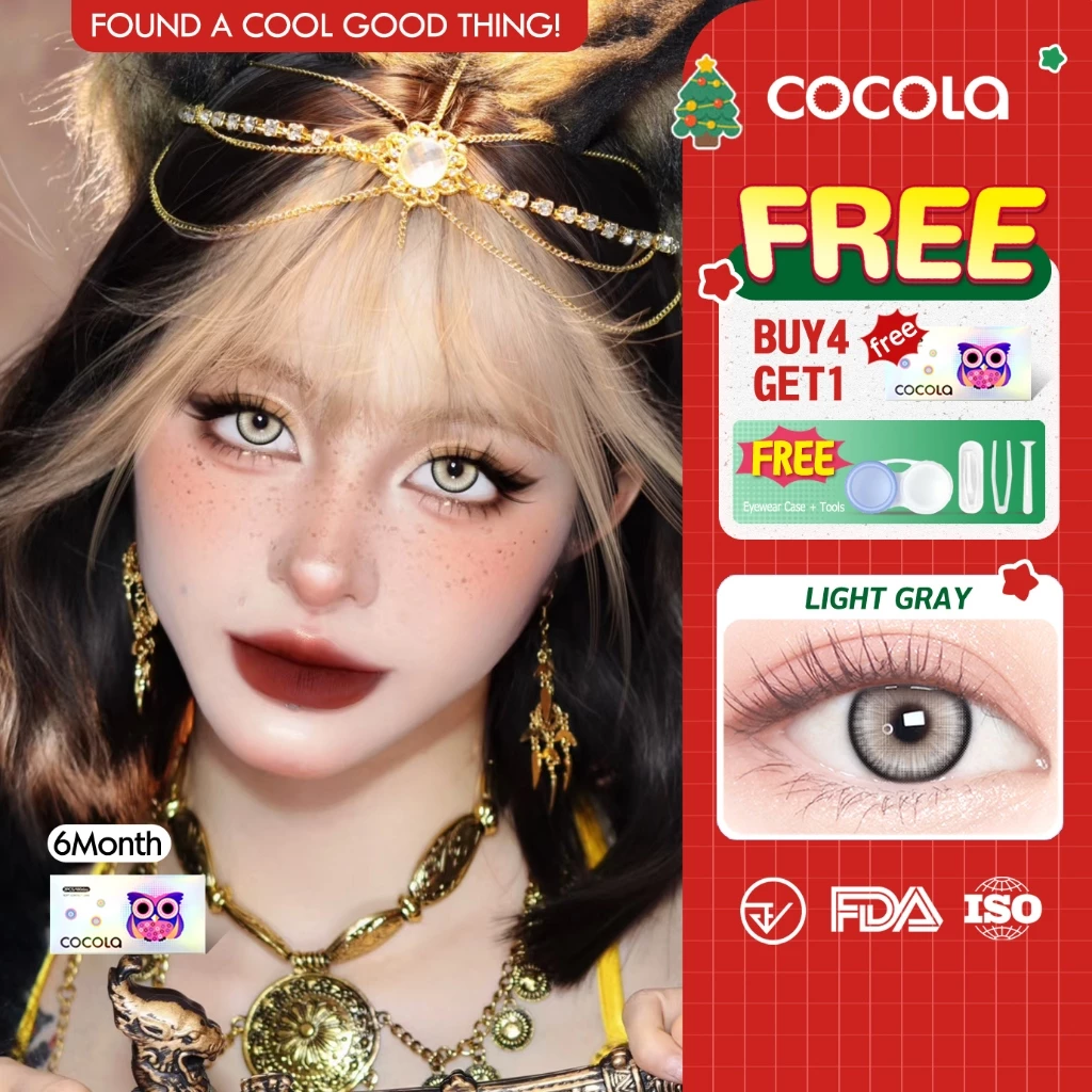 【Buy 5 Get 1 Free】คอนแทคเลนส์ Light Gray (Shining big eyes)🌷 6เดือน ใส่สวยทุกโอกาส COCOLA,HF118-5
