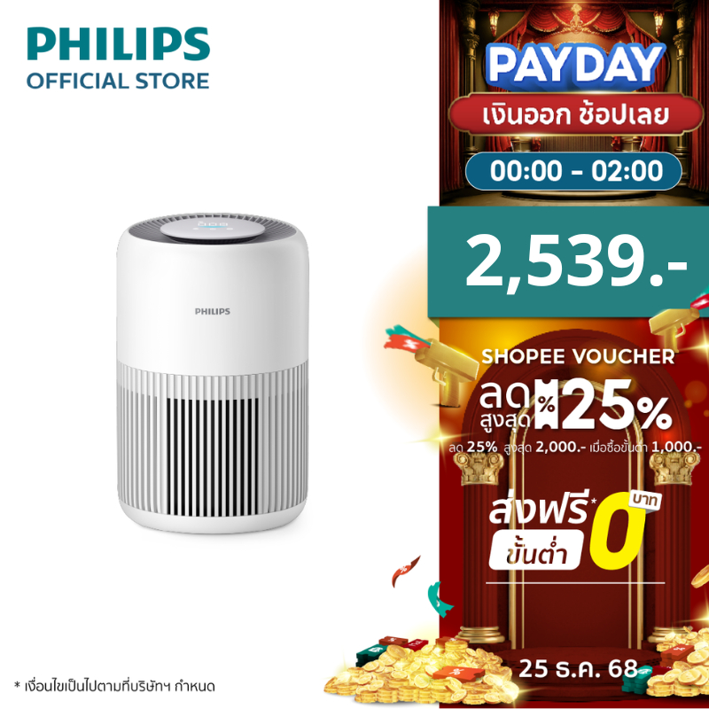 Philips AC0920/10 เครื่องฟอก อากาศ Air Purifier สำหรับห้องไม่เกิน 65 ตรม. CADR 2