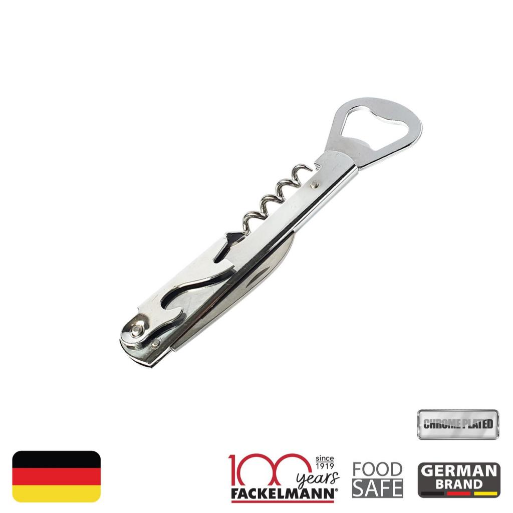 FACKELMANN ที่เปิดขวดไวน์ อเนกประสงค์ 4-in-1 (Waiters Corkscrew) ที่เปิดขวด ที่เปิดฝาจีบ มีดตัดฟอยล์ ชุบโครเมียม