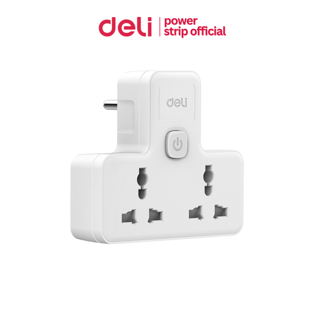 Deli ปลั๊กไฟ ปลั๊กแปลง ปลั๊กสามตา 3 ช่อง และ USB A , USB C ไฟ 10A 2500W Universal Adapter