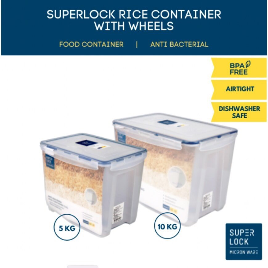 Super Lock หนาแข็งเเรง กล่องใส่ข้าวสาร ถังใส่ข้าวสา 6042 / 6041และ6043 ที่เก็บข้าวสาร ถังเก็บข้าวสาร