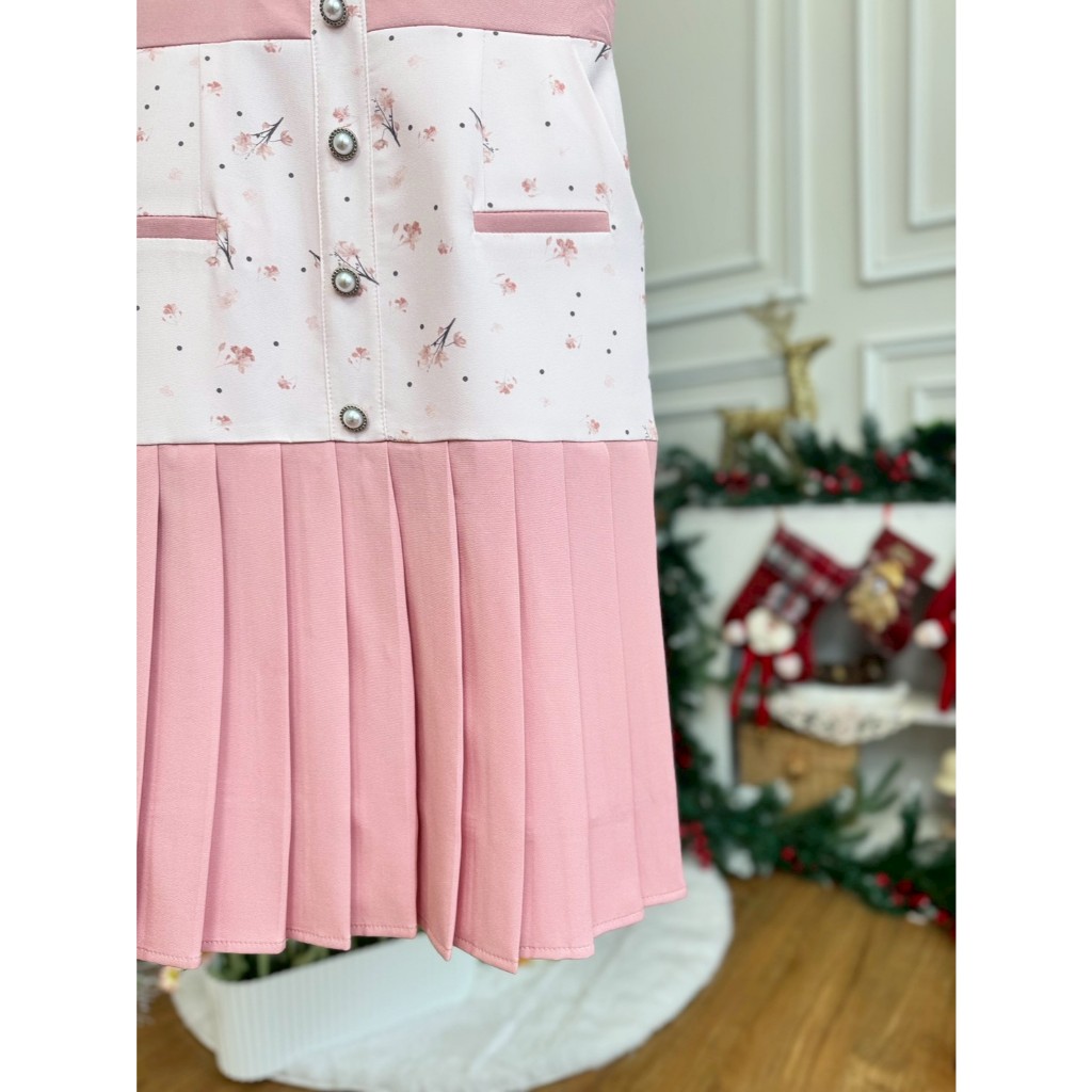 (พร้อมส่ง) ชุดเดรส Wirankan รหัส WX37 สีชมพู สีพีช - รูปที่ 6