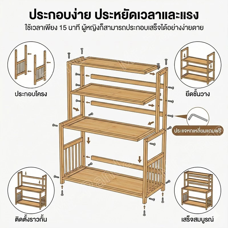 ชั้นวางเครื่องปรุง ชั้นวางของตั้งโต๊ะ ชั้นวางของในครัว อเนกประสงค์ดีไซต์สวยงาม จัดเก็บเป็นระเบียบ thumbnail 9