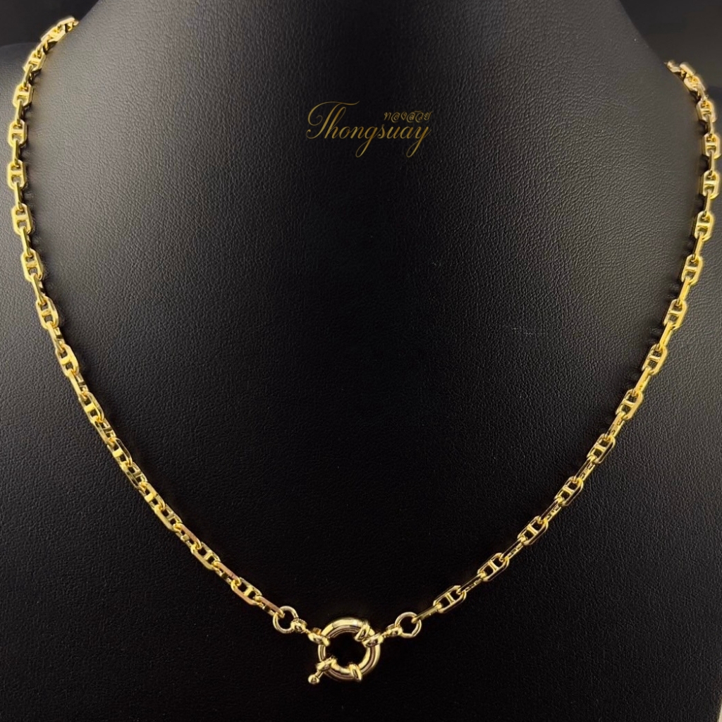 สร้อยคอลายปาดพร้อมห่วงโดนัท สร้อยอิตาลีหุ้มผิวทอง18k(ความยาว26-30นิ้ว)