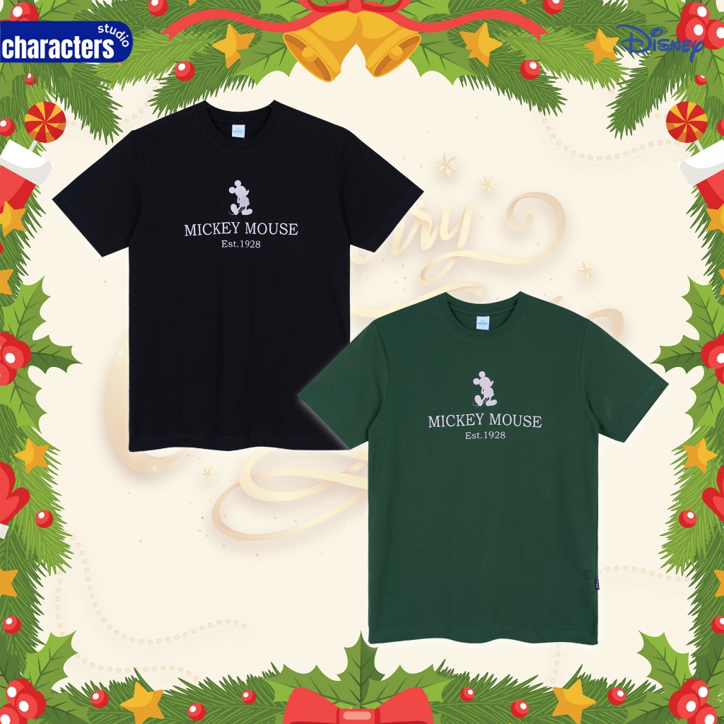 Disney  Mickey Mouse T-Shirt เสื้อยืดผู้ใหญ่ชายมิกกี้เมาส์  ผ้าCotton 100 % สินค้าลิขสิทธ์แท้  Characters Studio