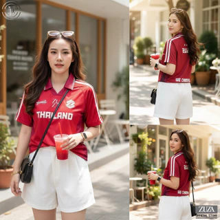 ZUZA - Jersey Thailand Collection เสื้อโปโลคอปก แขนสั้น " ทีมไทยแลนด์ " ทรงโอเวอร์ไซส์ เนื้อผ้าไมโครฯ สวมใส่สบาย