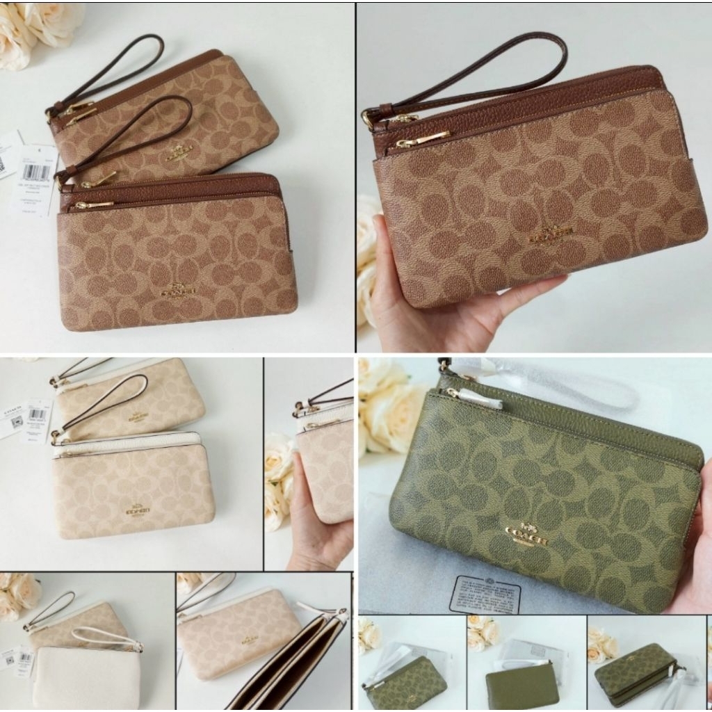 คล้องมือ Coach 2 ซิป L รหัส/รุ่น : CX161Double Zip Wallet In Signature Canvas
