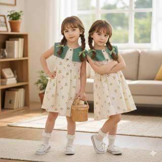 [Y D]🔥พร้อมส่ง🔥ชุดเดรสแขนกุด ลายดอกไม้ ผ้าฝ้าย คอตุ๊กตา สไตล…