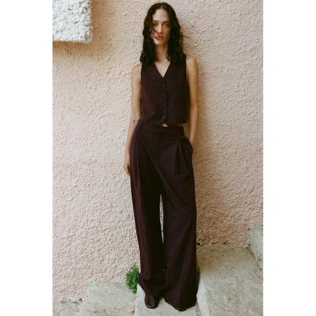 ZARA Double pleat bergundy trouser ♥️