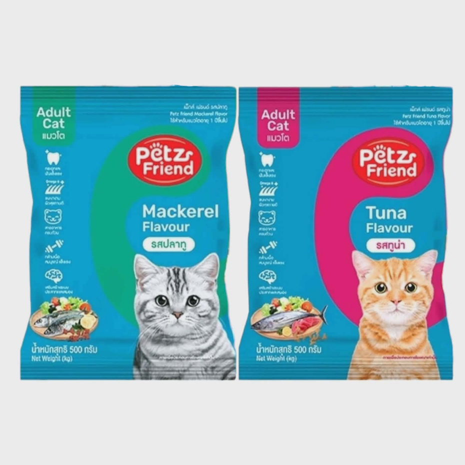 Petz Friend เพ็ทเฟรน อาหาแมวรสทูน่า/ปลาทู 500ก.(1ถุง)