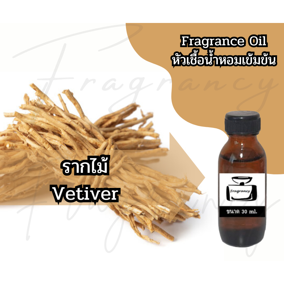 หัวน้ำหอมเข้มข้น 100% กลิ่น รากไม้ Vetiver (Fragrance Oil - No Alcohol)