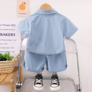 Babyonline(Y472)2M7 (ส่งด่วน1วัน)ชุดเซ็ตเสื้อโปโลแขนสั้นกางเกงขาสั้นแฟชั่นเด็กผู้ชายและเด็กผู้หญิง ระบายอากาศ