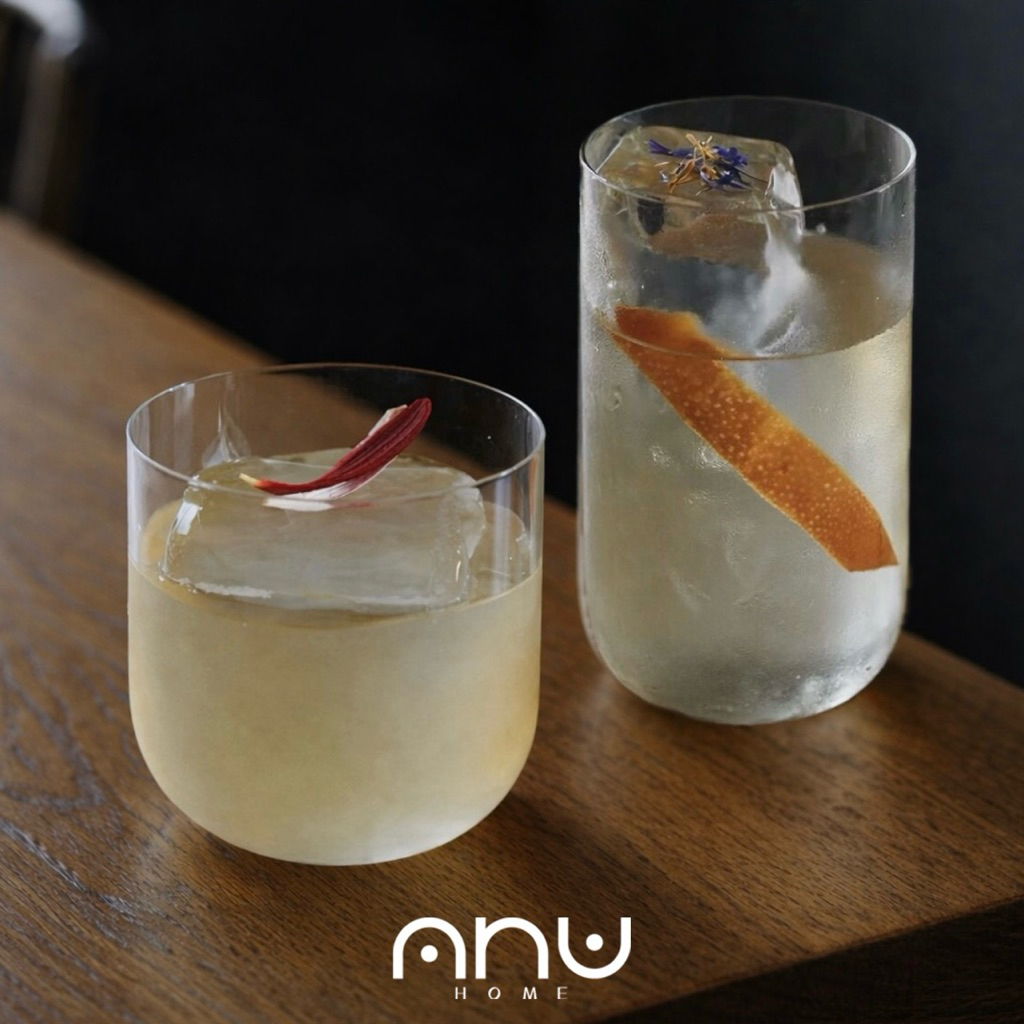 🥃Circle Whisky Glass 🥃 แก้วดื่มนำ้ หรือ Whisky สไตล์ ญี่ปุ่นปากกลมใส ตัวฐานโค้งมน