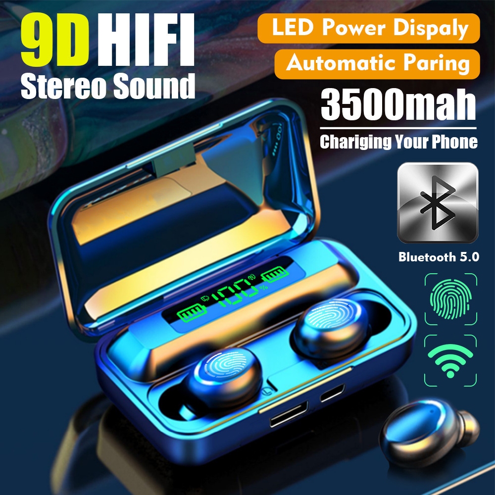 HiFi TWS 5.0 ชุดหูฟังสเตอริโอไร้สาย จริง หูฟังบลูทูธ เบสหนัก พร้อมกล่องชาร์จ หูฟัง Bluetooth 5.0 หูฟ