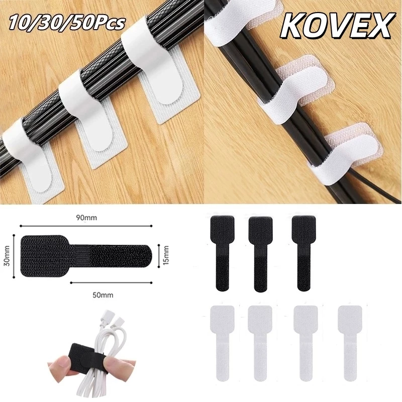 50/100pcs Reusable Cable Ties Fastening Wire Organizer สายไฟเชือกผู ้ ถือกาวในตัวปรับสายไฟสายรัดโต ๊ ะการจัดการ