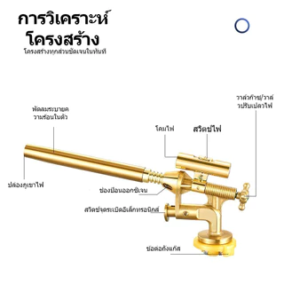 ปืนสปรัยแฟร์ติดตั้งไฟส่องแสง หัวพ่นไฟปิ้งย่างสแตนเลส 1300°C รุ่นอัพเกรด พร้อมไฟฉาย สำหรับครัวและบาร์บีคิว