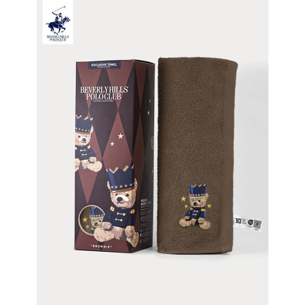 บราวนี่ ผ้าเช็ดตัว ผ้าขนหนู ของขวัญ Polo BEVERLY HILLS POLO CLUB ผ้าขนหนูหมี รุ่น BHPB018
