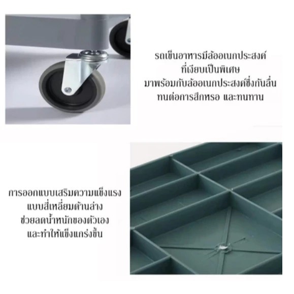 รถเข็นเก็บจาน รถเข็นอาหารอเนกประสงค์ 3ชั้นพร้อมถาด รูปที่ 7