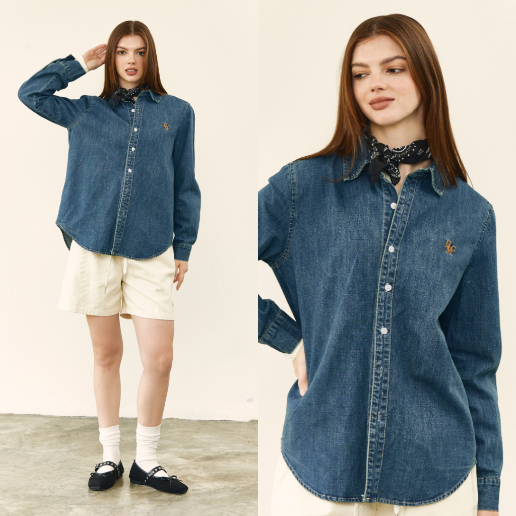 Bemingtop1089(S-2XL)-BMG Denim Classic Shirt - เสื้อเชิ้ตเดนิมทรงคลาสสิกใส่ได้ทุกโอกาส - รูปที่ 4