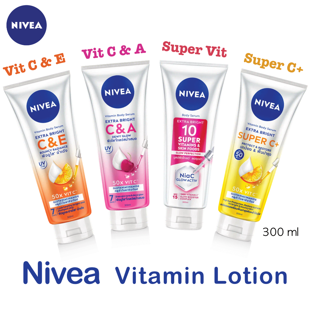 แท้💯/พร้อมส่ง❗️Nivea Extra Bright C&A , C&E, Super Vitamins Serum , Super C+ Vitamin Lotion 300 ml
