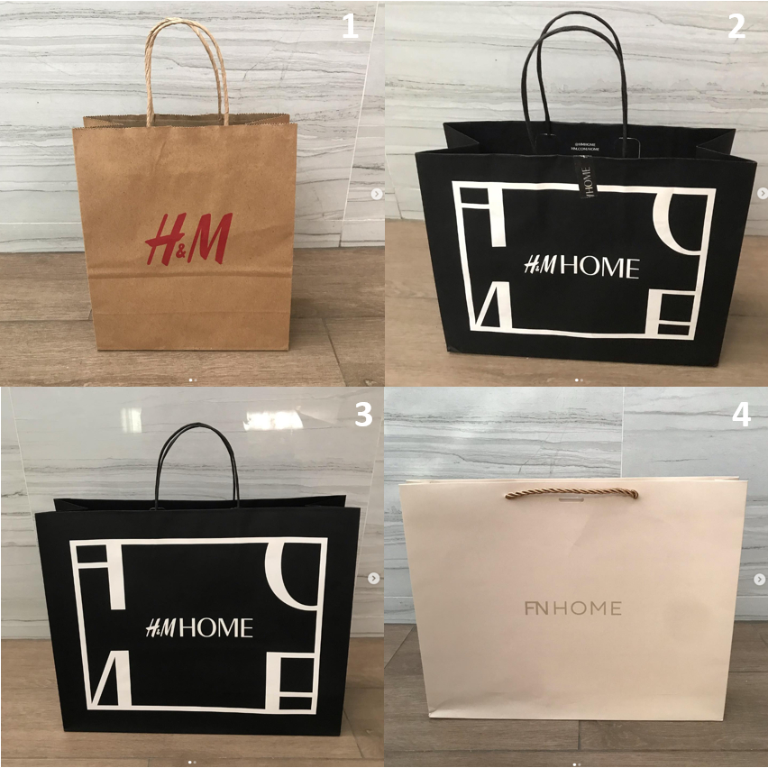 ถุงกระดาษ ถุง แบรนด์ H&M , H&M HOME  และ FN HOME ของแท้ ใส่เสื้อ ใส่ของ ซื้อจาก shop เอง สภาพสวย