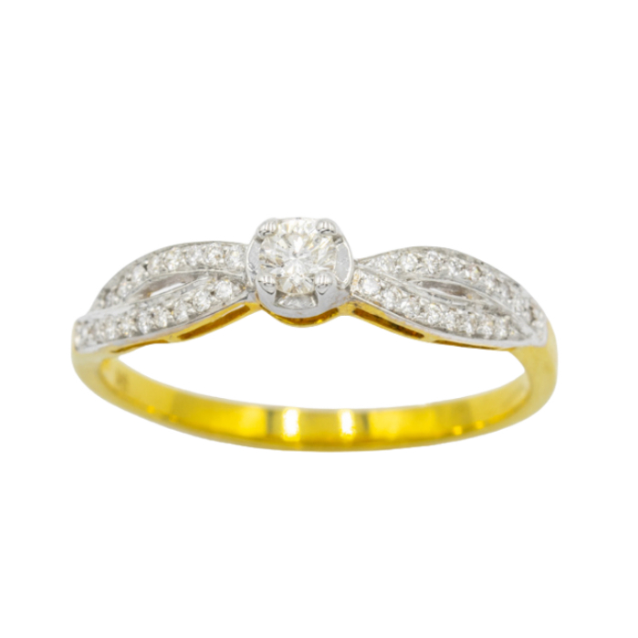 แหวนชู เพชรบ่าข้างไขว้กันสวยๆ 🌹 แหวนเพชร แหวนทองเพชรแท้ ทองแท้ 37.5% (9K) ME940