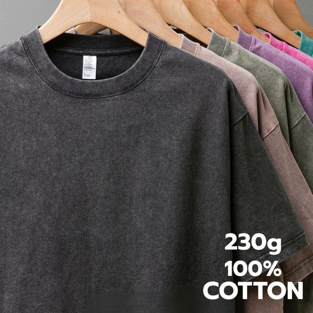 Molisa เสื้อยืดสีดำ สีขาว เสื้อยืดผ้าฟอก เสื้อเปล่า Oversize ผ้า Cotton100% เกรดพรีเมี่ยม KB