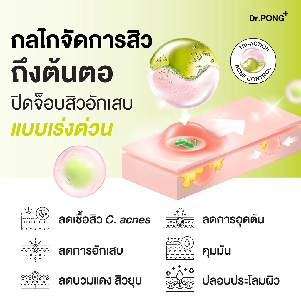 Dr.PONG 6H GENTLE ACNE LOTION แป้งน้ำแต้มสิว สิวยุบใน 1 คืน แห้งไว ไม่ทิ้งรอย ไม่ขึ้บนซ้ำ thumbnail 5