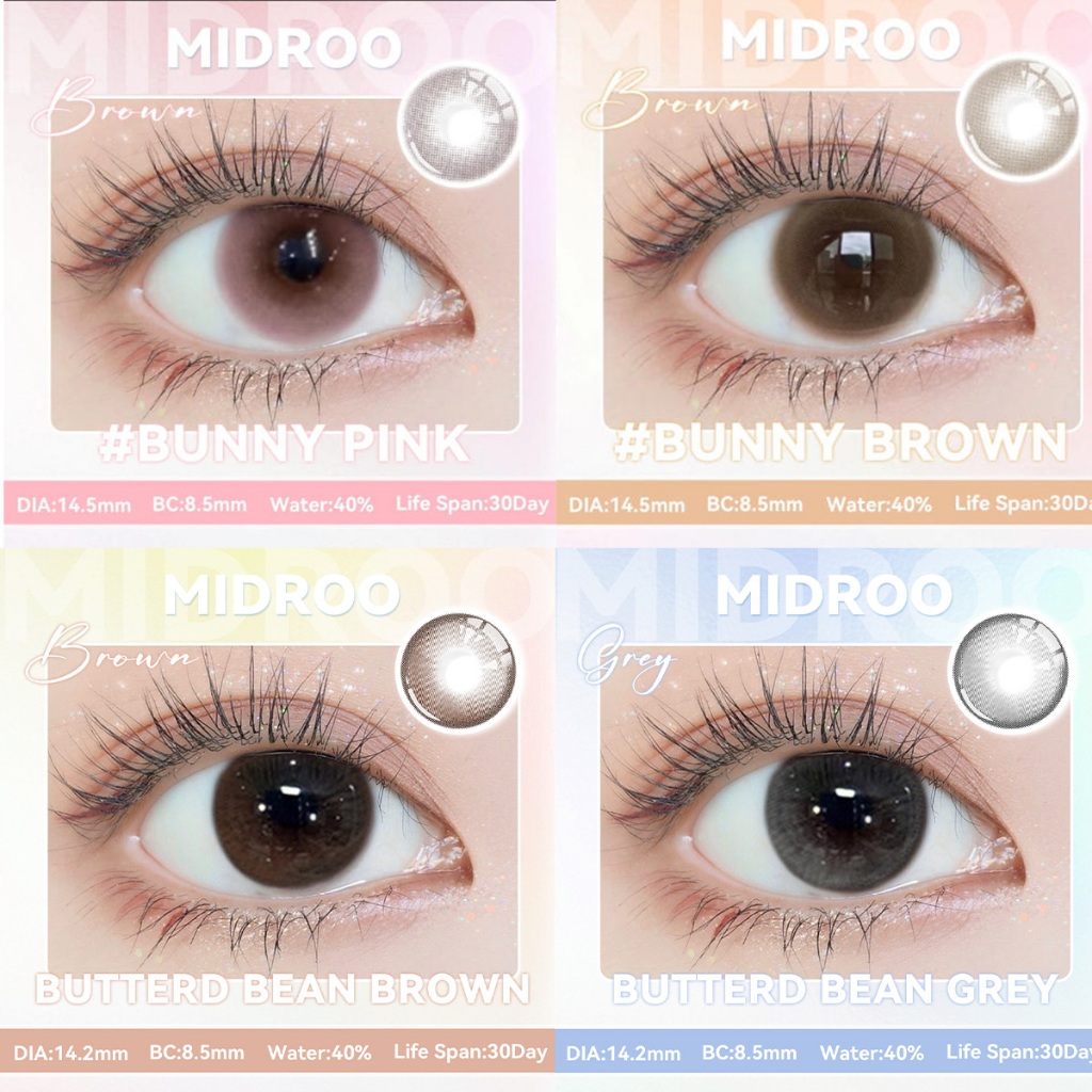 [ซื้อ2คู่แถม ยาหยอดตา+ตลับ]💕[0-600°] Midroo รุ่นพิเศษ เลนส์น่ารักๆ บลิงบลิงๆ  Bunny Pink/Blue/Brown-14.5 รายเดือน