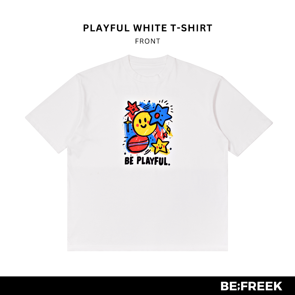 BE;FREEK เสื้อยืดสกรีนลาย SPLASH ทรงใหม่ OVERSIZED สีดำ SPLASH BLACK NEW OVERSIZED T-SHIRT
