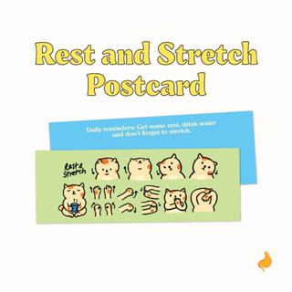 Rest and stretch Postcard โปสการ์ดแผ่นเล็ก แมวยืดกล้ามเนื้อ …
