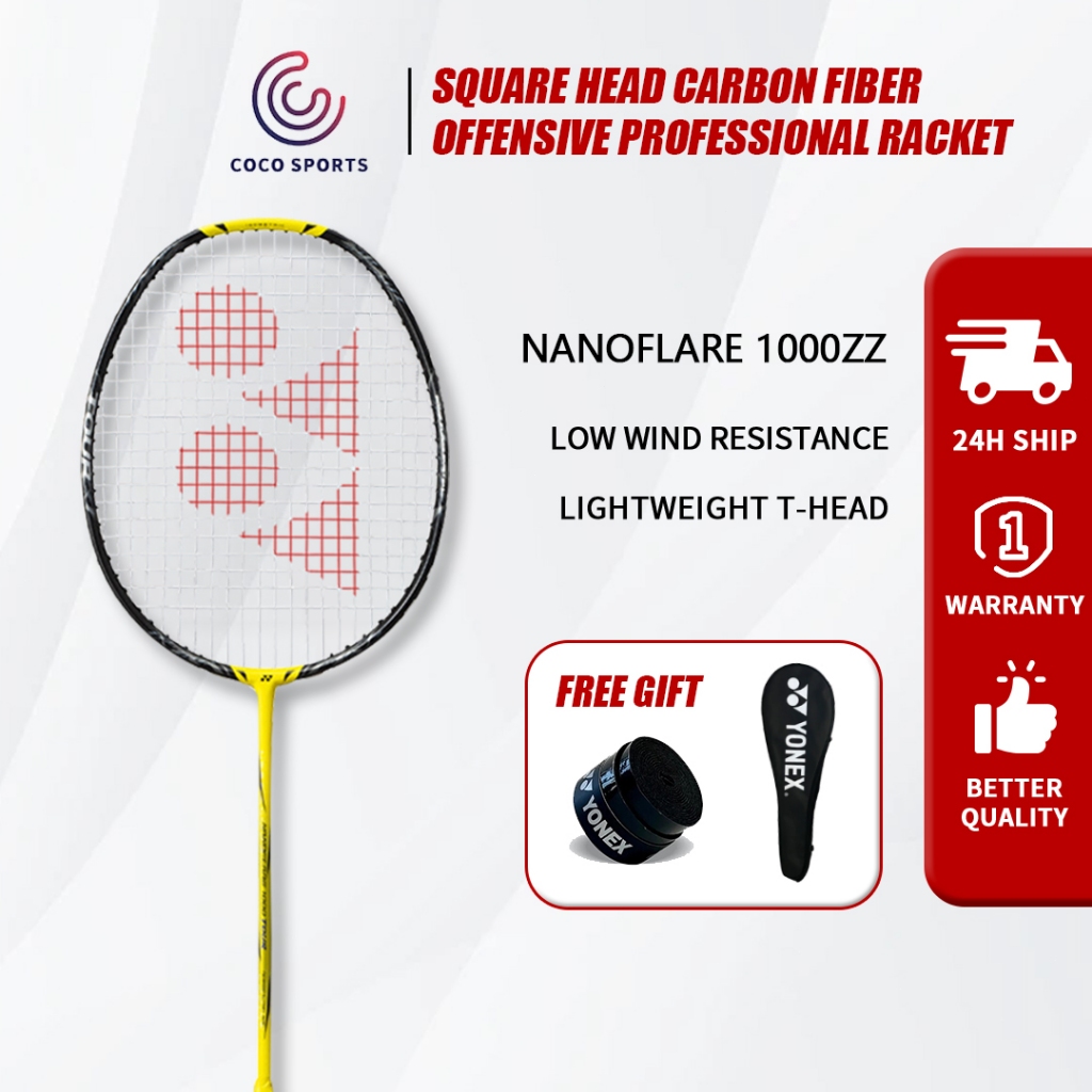 NANOFLE1000Z ไม้แบดมินตันคาร์บอนแท่งเดียว 4U 28 ปอนด์ 83 กรัม ผลิตในญี่ปุ่น น้ำหนัก 4UG5 ยาว 678mm+3
