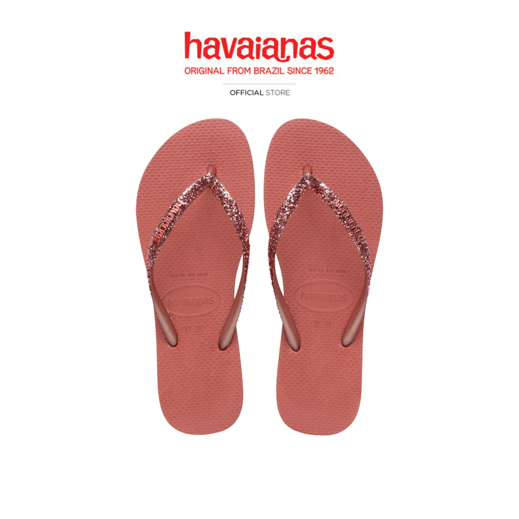 HAVAIANAS รองเท้าแตะ Slim Glitter II Canyon Clay Pink 41469751121NF_H5PIXX