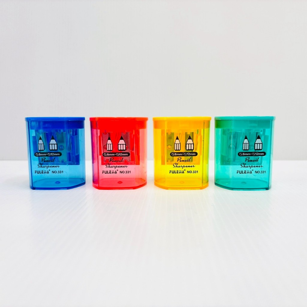 กบเหลาดินสอ เก็บไส้ กบเหลาดินสอแบบกระปุก Fulegia No.331 มี 2 รู เลือกสีได้ ราคา / 1 ชิ้น