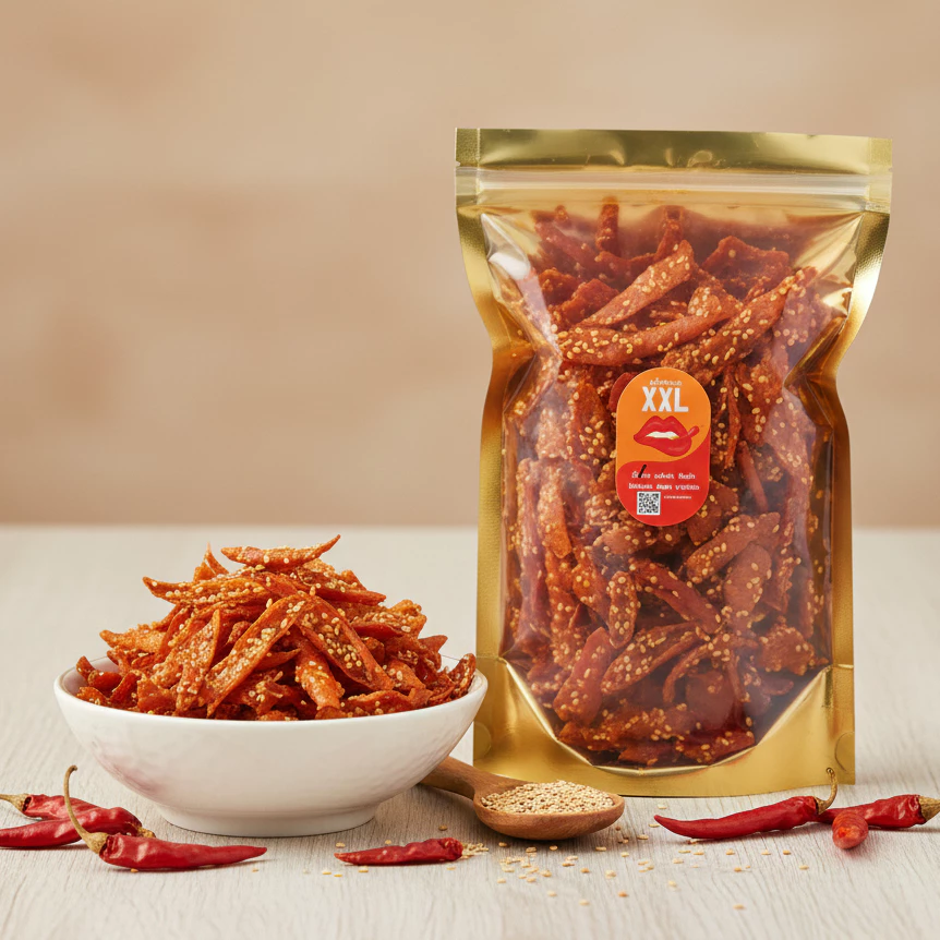 พริกทอดกรอบ XXL ขายดี ไม่อมน้ำมัน | ของกินเล่น ขนมกรอบ พร้อมทาน 9 รสชาติ 150 g