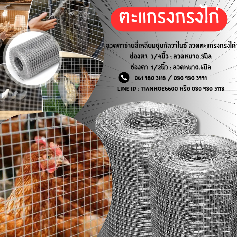 ตาข่ายกรงไก่ (ยาว30m/สูง90cm) ลวดตะแกรงเหล็ก กรงนก ตาข่ายล้อมไก่ กันงู กันหนู กรงแมว